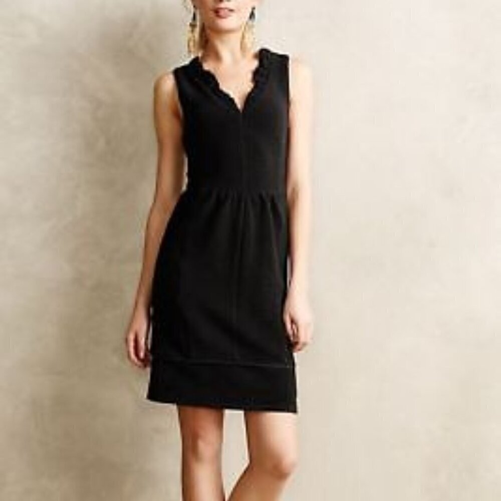 Maeve Anthropologie Ottoman sleeveless shift dress black textured pockets new XS